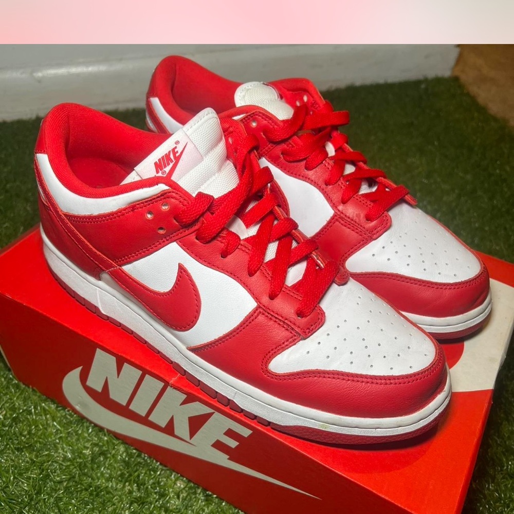 Nike Low Dunks Red and White Sneakers
